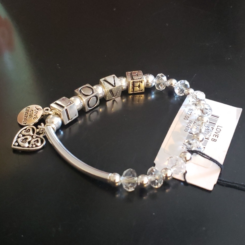 NWT Silver LOVE  Charm Bracelet